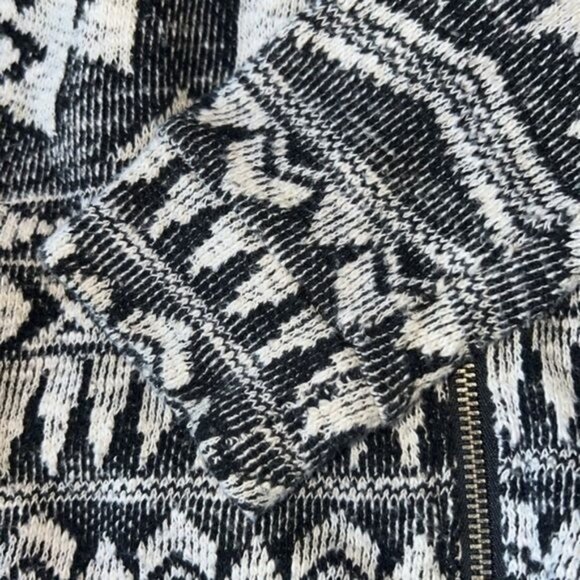 American Eagle Outfitters Hooded Zip-Up Sweater Black/White Drawstring Hem Sz M - Picture 7 of 11